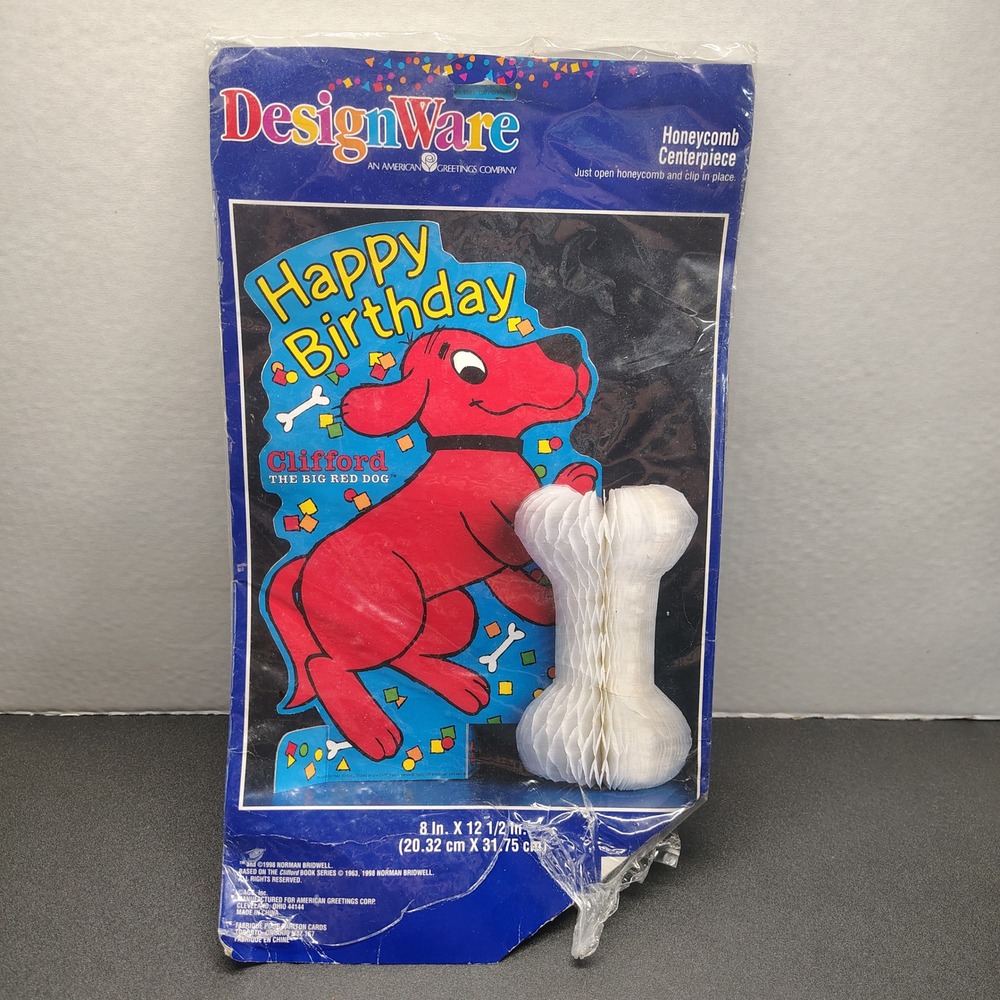 Vintage DesignWare Honeycomb Centerpiece Kids Clifford Big Red Dog Birthday 1998